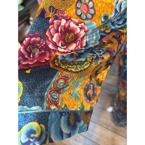 Vintage Dora C. Robe Kimono Floral Asian Multicolor Long Satin - Picture 5 of 9